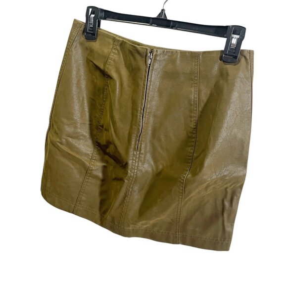 Free People Faux Leather Mini Skirt Size 6 Brown Panel Design - Picture 4 of 5